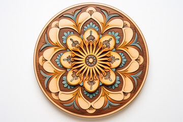 Ornament art on a plate on white background