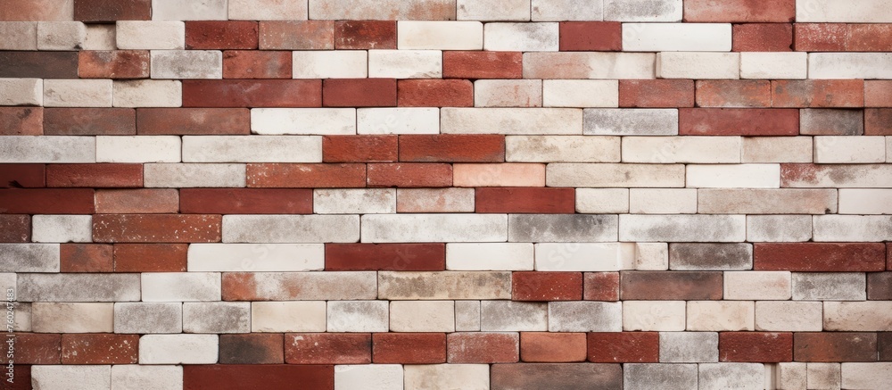 Poster a closeup shot showcasing a red and white brick wall with a combination of wood flooring. the rectan