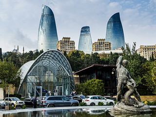 The Flame Tower in Baku, Azerbaijan, 
