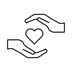 Protect for married couples glyph icon, simple vector heart hold in hand illustration..eps