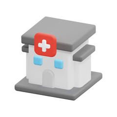 3d hospital icon vector. Isolated on white background. 3d building and architecture concept. Cartoon minimal style. 3d vector building icon render illustration.