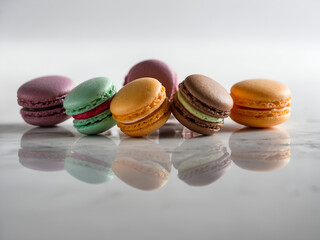 A vibrant assortment of macarons in various colors, creating a delightful and visually appealing treat.