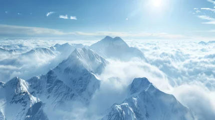 Wandaufkleber Mountain peak Everest. Highest mountain in the world. National Park, Nepal. © LensCrafted