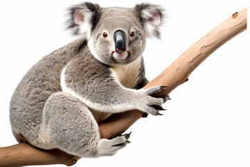a koala bear sitting on a branch of a tree