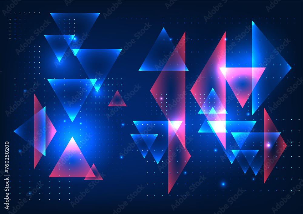 Poster abstract technology background geometric shape triangles are placed dimensionally on top of each oth