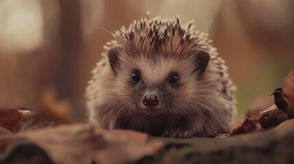 A baby hedgehog exploring the world for the first time, tiny quills bristling with curiosity