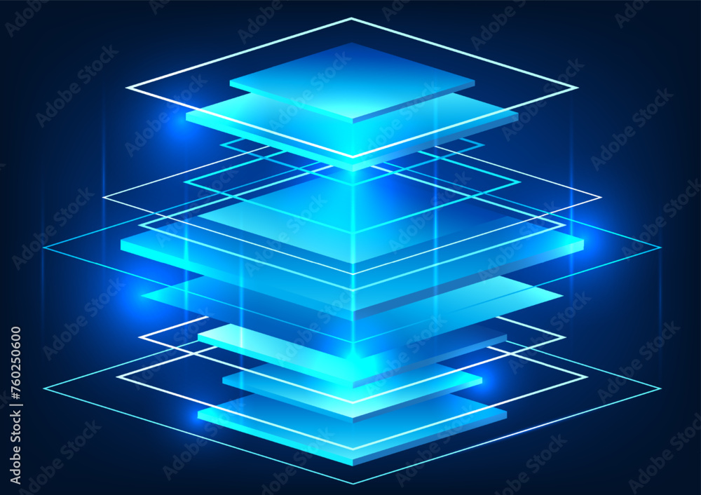Poster abstract technology background geometric shape the squares are placed on top of each other. shows th