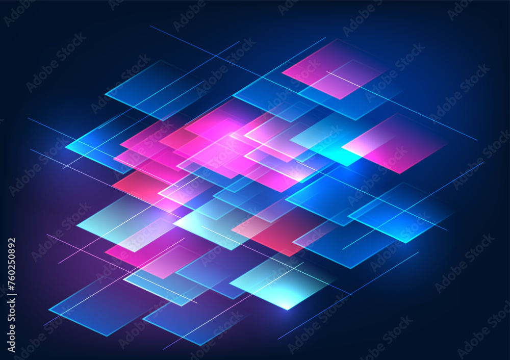 Poster abstract technology background geometric shape the squares are placed on top of each other. shows th