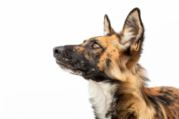a dog with a white collar and brown and black markings