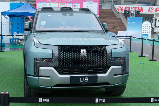 ZHONGSHAN GUANGDONG China-March 10 2024:BYD Yangwang U8, a high-performance plug-in hybrid SUV.