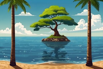 Beach and coconut tree wallpaper 