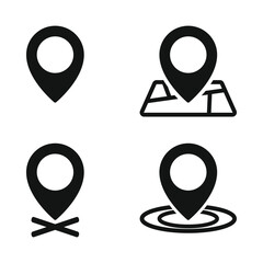 Location pin icons set, map pointer, navigation locator