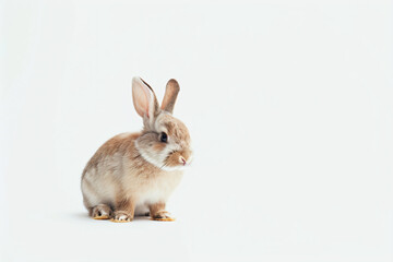 Fototapeta na wymiar a small rabbit sitting on a white surface