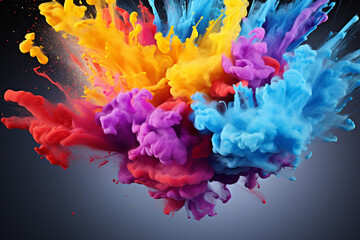 Abstract colourful powder splash in motion.