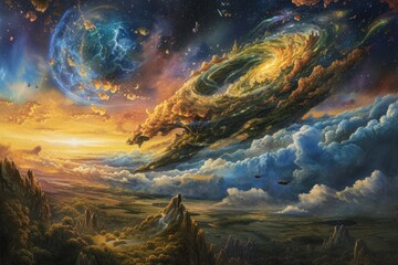 Creation of heaven and earth great art. Generative AI - obrazy, fototapety, plakaty