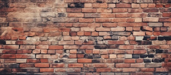 A detailed closeup of a brick wall showcasing the intricate pattern and texture of each brick. This building material creates a unique facade with a rectangular design