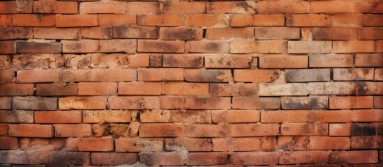 A detailed close up of a brick wall showcasing the rectangular shape of each brick, the intricate brickwork, and the facade of the building material