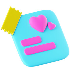 3D Icon Love Note Illustration