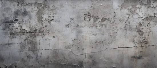 Fototapeta na wymiar A closeup shot of a concrete wall with peeling paint in gray tones, resembling a wood pattern. The artful texture creates a rectangle of darkness, freezing the moment in monochrome photography