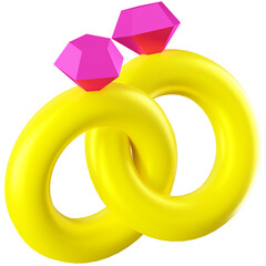 3D Icon Couple Rings Illustration