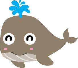 cute whale cartoon, sea animal