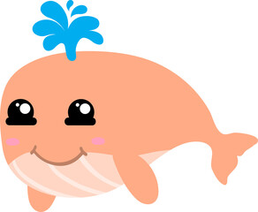 cute whale cartoon, sea animal