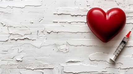 World Health Day Concept with Heart and Syringe