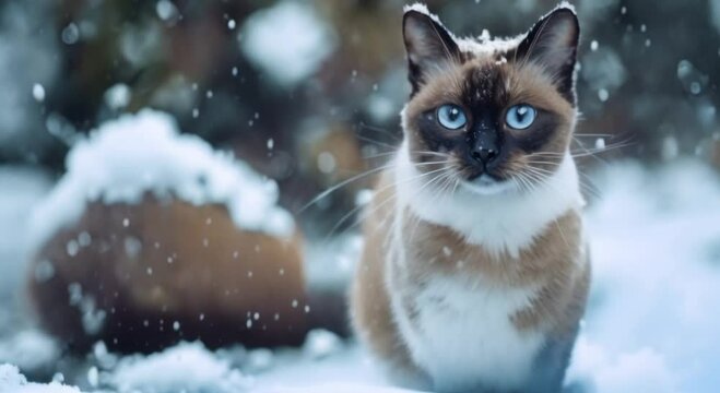 cat in snowfall