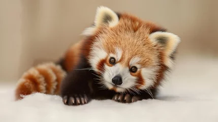 Foto op Plexiglas A playful baby red panda with a fluffy tail © Image Studio