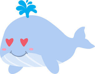 cute whale cartoon, sea animal