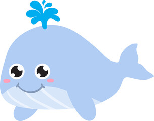 cute whale cartoon, sea animal