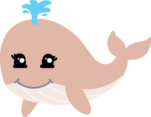 cute whale cartoon, sea animal