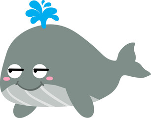 cute whale cartoon, sea, animal