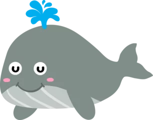 Gordijnen cute whale cartoon, sea, animal © titima157