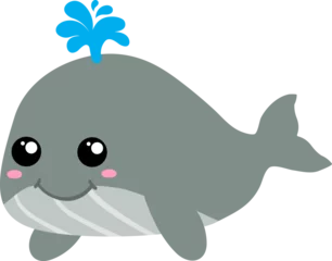 Kussenhoes cute whale cartoon, sea, animal © titima157