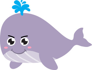 cute whale cartoon, sea, animal