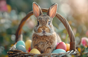 Basketful of Easter Joy: Watercolor Bunny & Vibrant Eggs