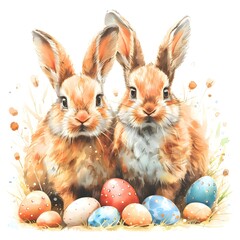 Easter Pastels: Bunnies and Eggs in Watercolor