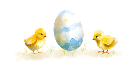 Watercolor Chicks and Easter Egg Adventure