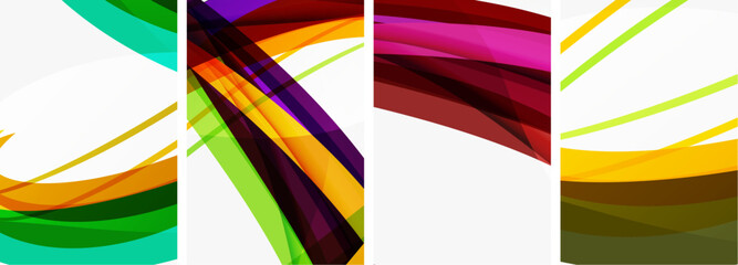 Colorful wave lines poster set for wallpaper, business card, cover, poster, banner, brochure, header, website