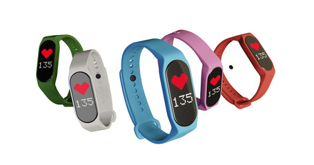 3d render of smart band, fitness watch, sport bracelet, or fitness activity tracker isolated on in transparent background png format.