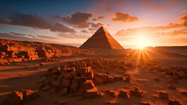 4K HD video clips The Great Pyramid  is the largest Egyptian pyramid and served as the tomb of pharaoh , who ruled during the Fourth Dynasty of the Old Kingdom.