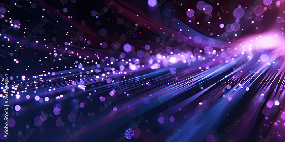 Poster background of blue glowing abstract waving particle technology moving dots flow design