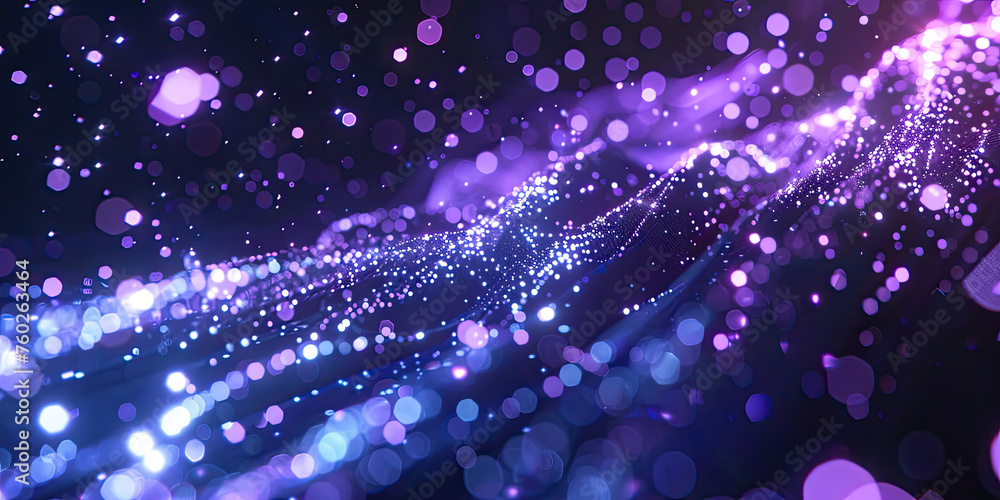 Aufkleber background of blue glowing abstract waving particle technology moving dots flow design