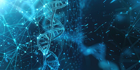 Background of DNA connecting in virtual interface on future, Science and innovation, Digital technology medical concept	 - obrazy, fototapety, plakaty