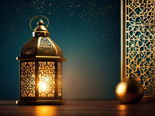 Ramadan lantern adorned with classic Islamic design.