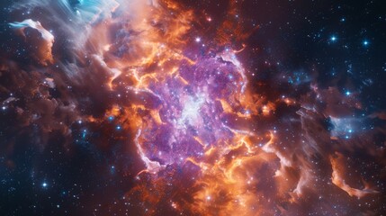 Majestic Space Nebula, Cosmic Dust Clouds, Orange-Yellow Hues, Celestial, Astronomy Background, Ethereal Cosmic Landscape, Stargazing: Galactic Marvels, Celestial Beauty.