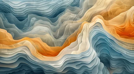 Poster Soothing abstract wavy texture resembling layered geological formations in pastel colors,ai generated © Rajesh