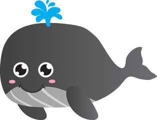 cute whale cartoon, sea, animal