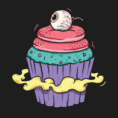 trippy cup cake illustration, vector illustration, tshirt illustration